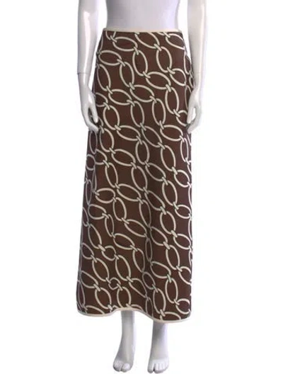 Pre-owned Valentino Virgin Wool Midi Length Skirt In Brown