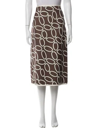 Pre-owned Valentino Virgin Wool Midi Length Skirt In Brown