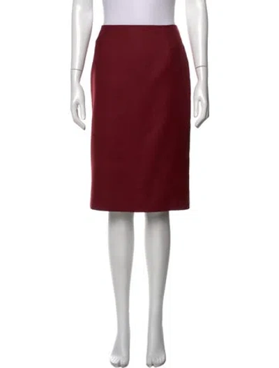 Pre-owned Valentino Virgin Wool Midi Length Skirt In Burgundy