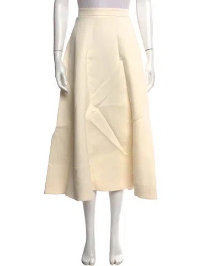 Pre-owned Valentino Virgin Wool Midi Length Skirt In Neutrals