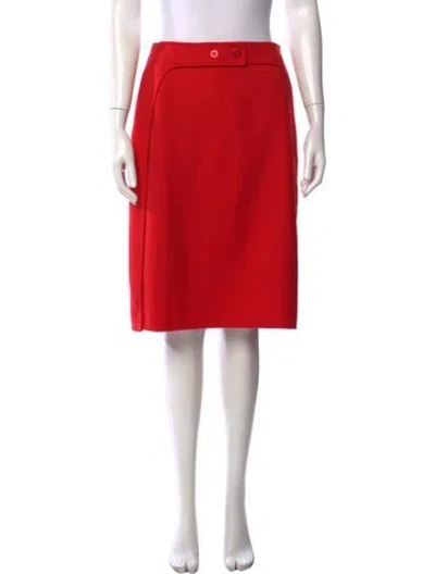 Pre-owned Valentino Virgin Wool Midi Length Skirt In Red