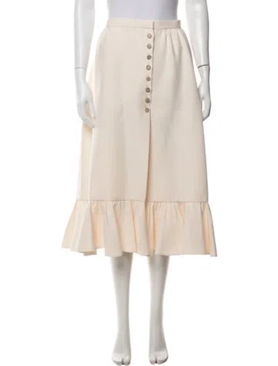 Pre-owned Valentino Virgin Wool Midi Length Skirt W/ Tags In Neutrals