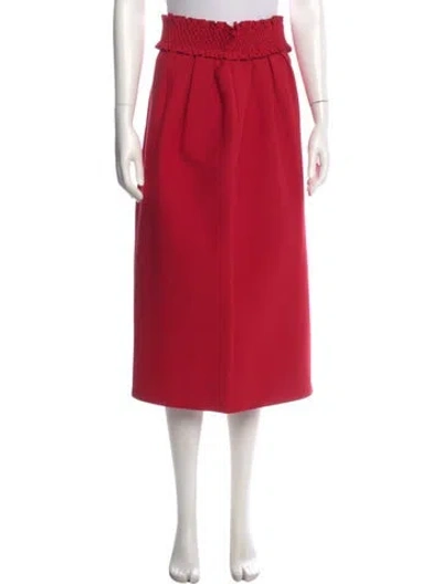 Pre-owned Valentino Virgin Wool Midi Length Skirt W/ Tags In Red
