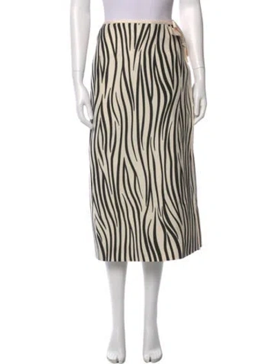 Pre-owned Valentino Virgin Wool Midi Length Skirt W/ Tags In White