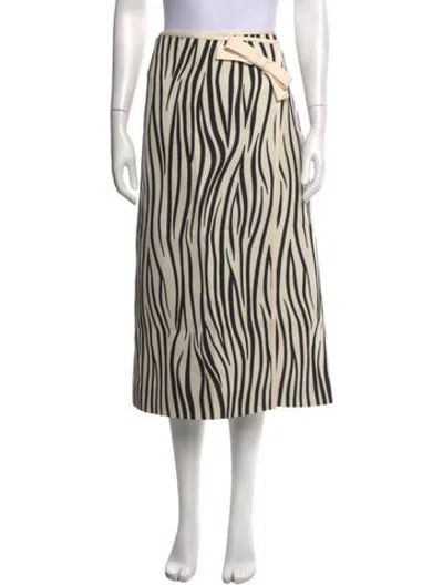 Pre-owned Valentino Virgin Wool Midi Length Skirt W/ Tags In White