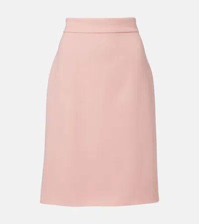Valentino Virgin Wool Midi Skirt In Pink
