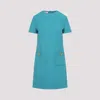 Valentino V-logo Pocket Short-sleeve Crepe Mini Dress In Blue