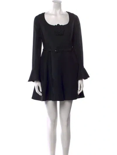 Pre-owned Valentino Virgin Wool Mini Dress In Black