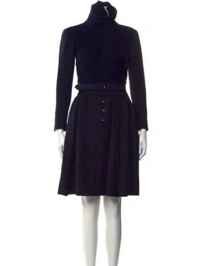 Pre-owned Valentino Virgin Wool Mini Dress In Black
