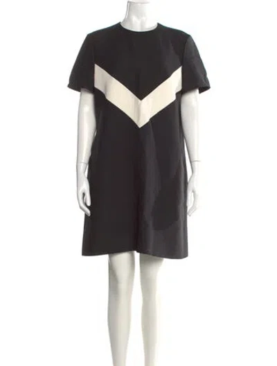 Pre-owned Valentino Virgin Wool Mini Dress In Black