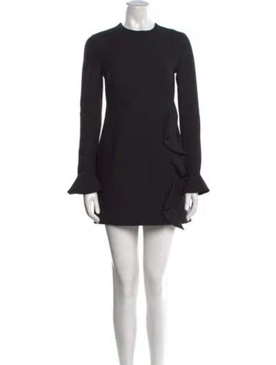 Pre-owned Valentino Virgin Wool Mini Dress In Black