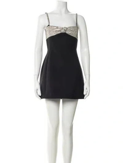 Pre-owned Valentino Virgin Wool Mini Dress In Black