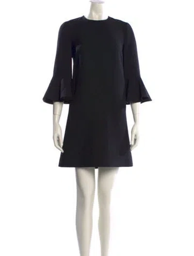 Pre-owned Valentino Virgin Wool Mini Dress In Black
