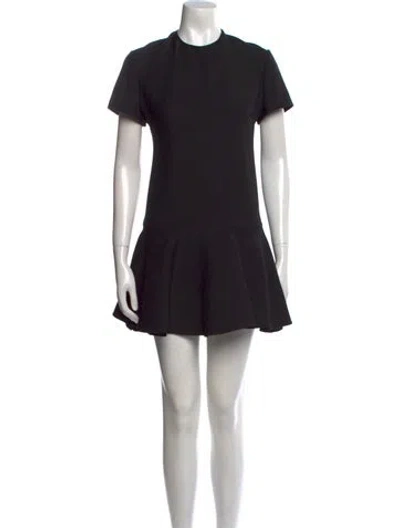 Pre-owned Valentino Virgin Wool Mini Dress In Black