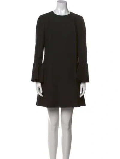 Pre-owned Valentino Virgin Wool Mini Dress In Black