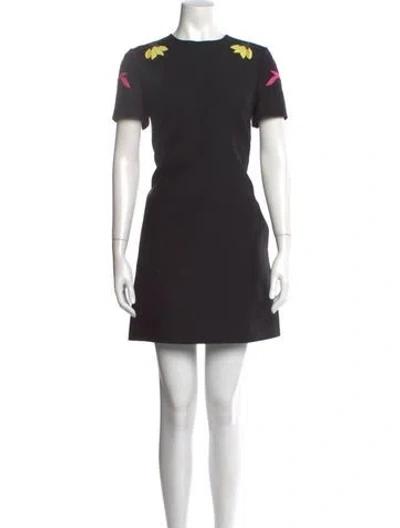 Pre-owned Valentino Virgin Wool Mini Dress In Black
