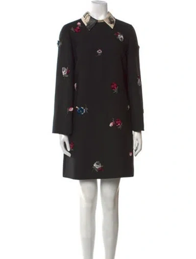 Pre-owned Valentino Virgin Wool Mini Dress In Black