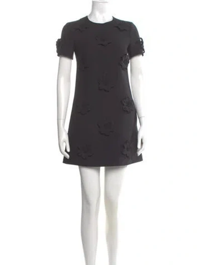 Pre-owned Valentino Virgin Wool Mini Dress In Black