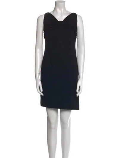 Pre-owned Valentino Virgin Wool Mini Dress In Black