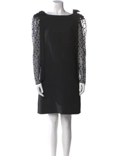 Pre-owned Valentino Virgin Wool Mini Dress In Black