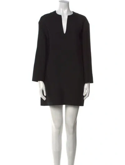 Pre-owned Valentino Virgin Wool Mini Dress In Black