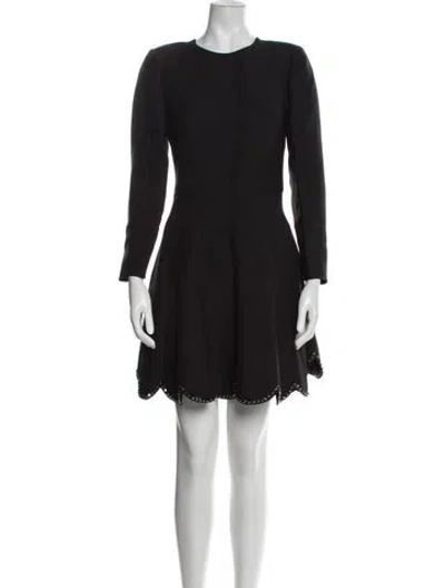 Pre-owned Valentino Virgin Wool Mini Dress In Black