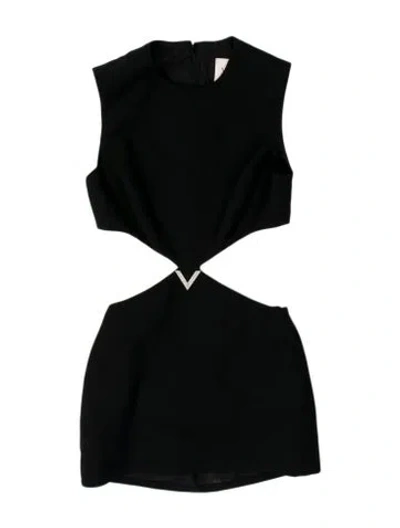 Pre-owned Valentino Virgin Wool Mini Dress In Black