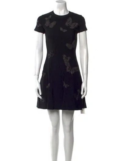 Pre-owned Valentino Virgin Wool Mini Dress In Black