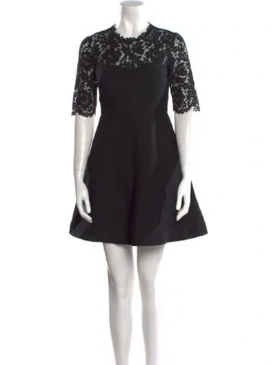 Pre-owned Valentino Virgin Wool Mini Dress In Black