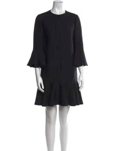 Pre-owned Valentino Virgin Wool Mini Dress In Black