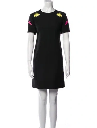 Pre-owned Valentino Virgin Wool Mini Dress In Black