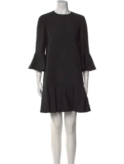 Pre-owned Valentino Virgin Wool Mini Dress In Black