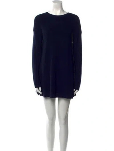 Pre-owned Valentino Virgin Wool Mini Dress In Black