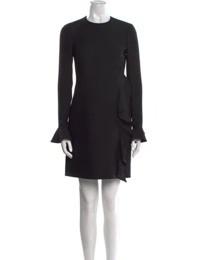Pre-owned Valentino Virgin Wool Mini Dress In Black