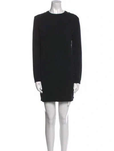Pre-owned Valentino Virgin Wool Mini Dress In Black