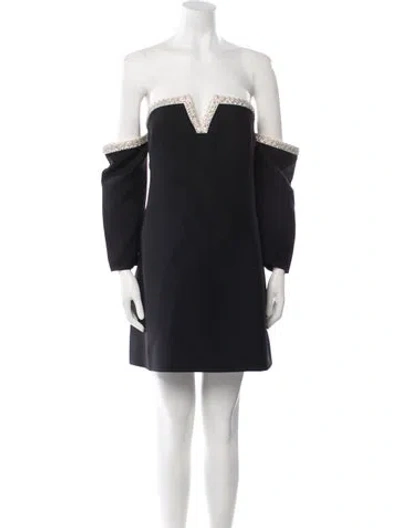 Pre-owned Valentino Virgin Wool Mini Dress In Black