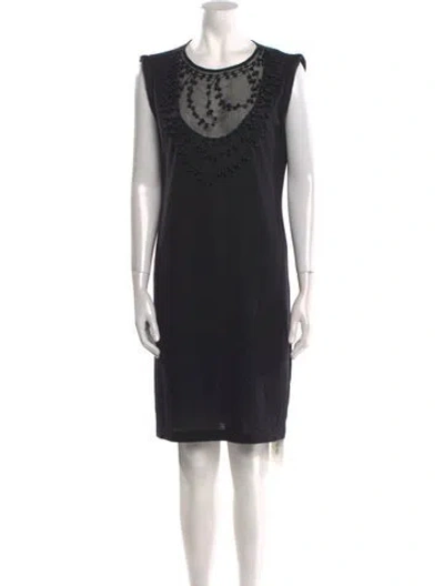 Pre-owned Valentino Virgin Wool Mini Dress In Black