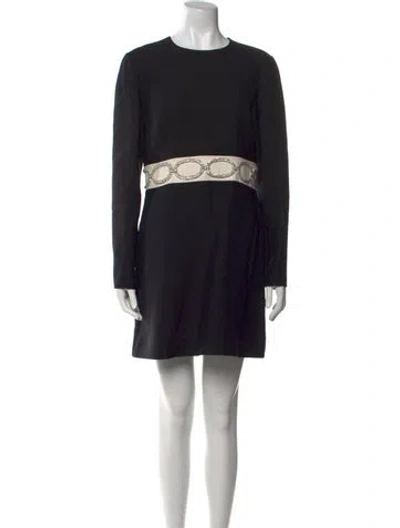 Pre-owned Valentino Virgin Wool Mini Dress In Black