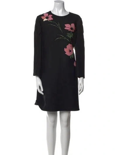 Pre-owned Valentino Virgin Wool Mini Dress In Black