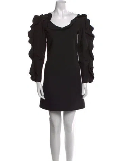 Pre-owned Valentino Virgin Wool Mini Dress In Black