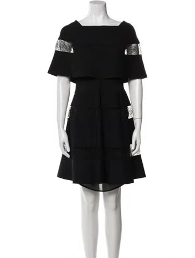 Pre-owned Valentino Virgin Wool Mini Dress In Black