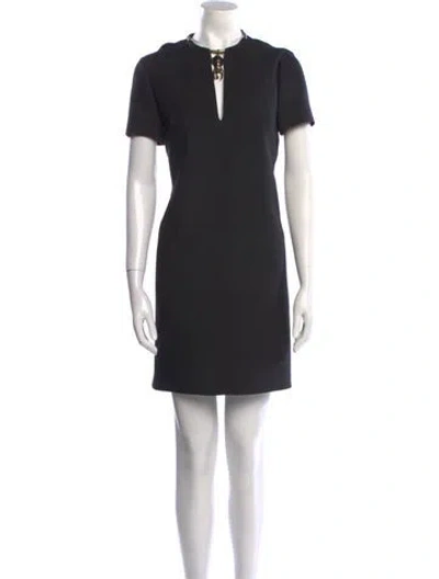 Pre-owned Valentino Virgin Wool Mini Dress In Black