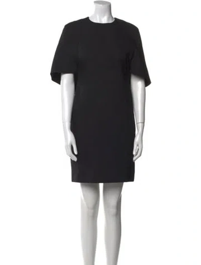 Pre-owned Valentino Virgin Wool Mini Dress In Black