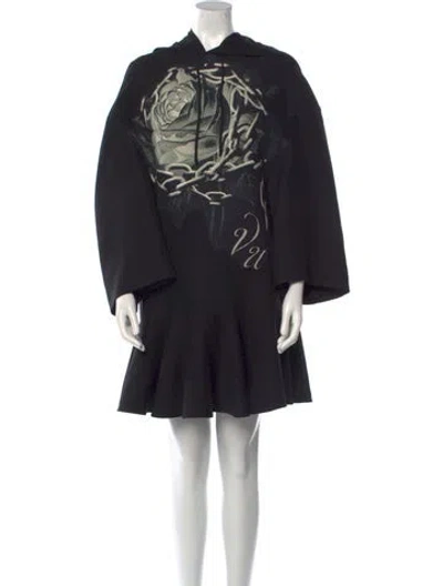 Pre-owned Valentino Virgin Wool Mini Dress In Black