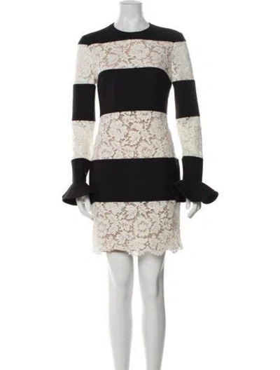 Pre-owned Valentino Virgin Wool Mini Dress In Black