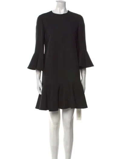 Pre-owned Valentino Virgin Wool Mini Dress In Black