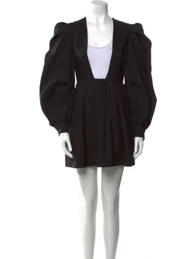 Pre-owned Valentino Virgin Wool Mini Dress In Black