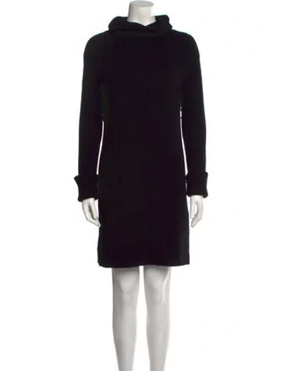 Pre-owned Valentino Virgin Wool Mini Dress In Black