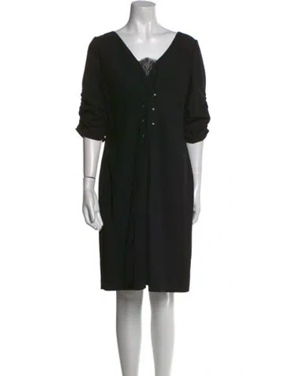 Pre-owned Valentino Virgin Wool Mini Dress In Black