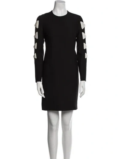 Pre-owned Valentino Virgin Wool Mini Dress In Black